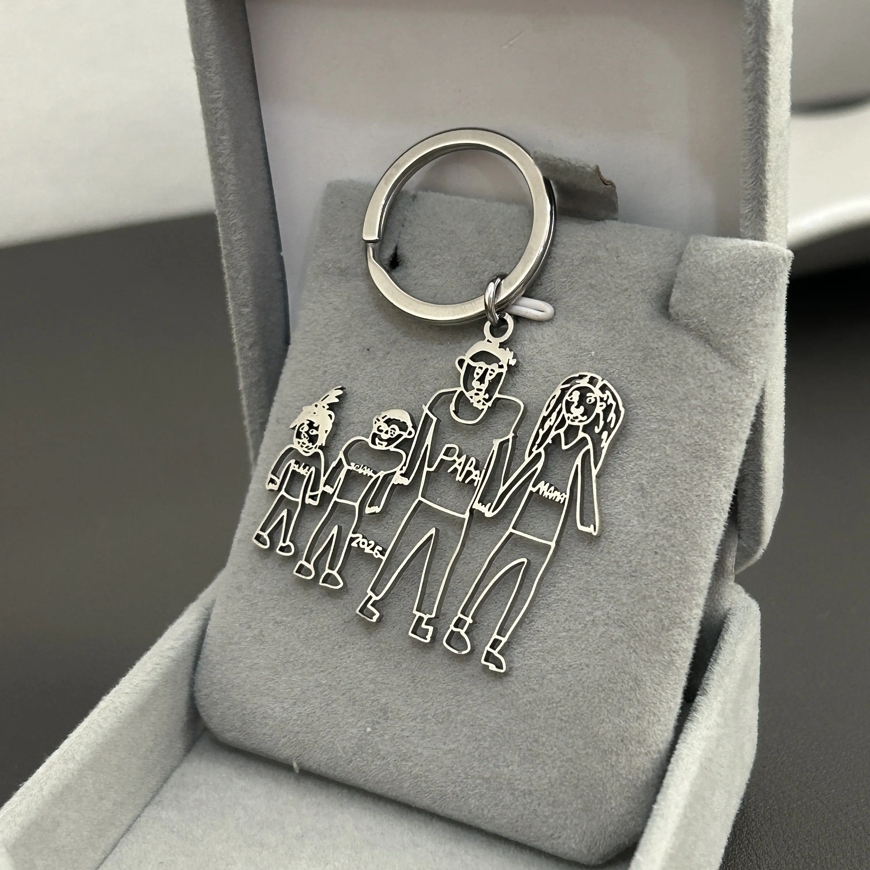 

Custom Diy Personalizada Keychains Childrens Drawing Picture Logo Keyring Stainless Steel Jewelry Photo Keyring Gifts For Kid