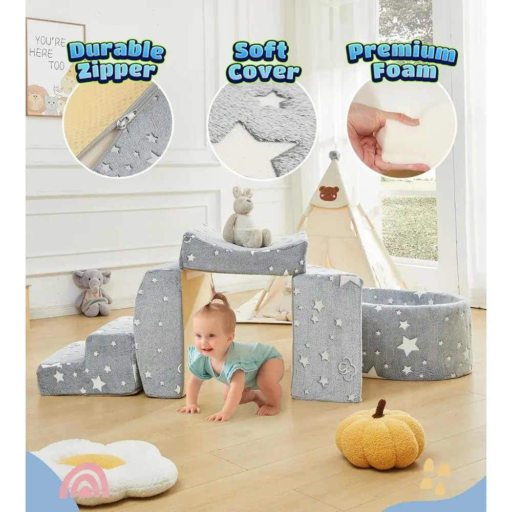 Bloques de escalada de espuma para niños pequeños con pozo de pelotas: centro de juegos interior ideal para niños activos de 1 a 3 años (bolas no incluidas)