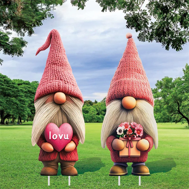 屋外のクマの愛の庭の看板,バレンタインデーの結婚式の装飾,家の庭の杭,1セットあたり2個,2025