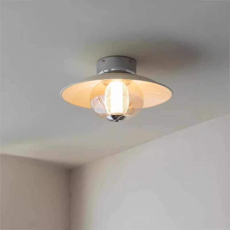 French Cream Style LED Ceiling chandelier Lamp Retro glass UFO Ceiling Light Corridor balcony aisle Bedroom Home Decor Lighting