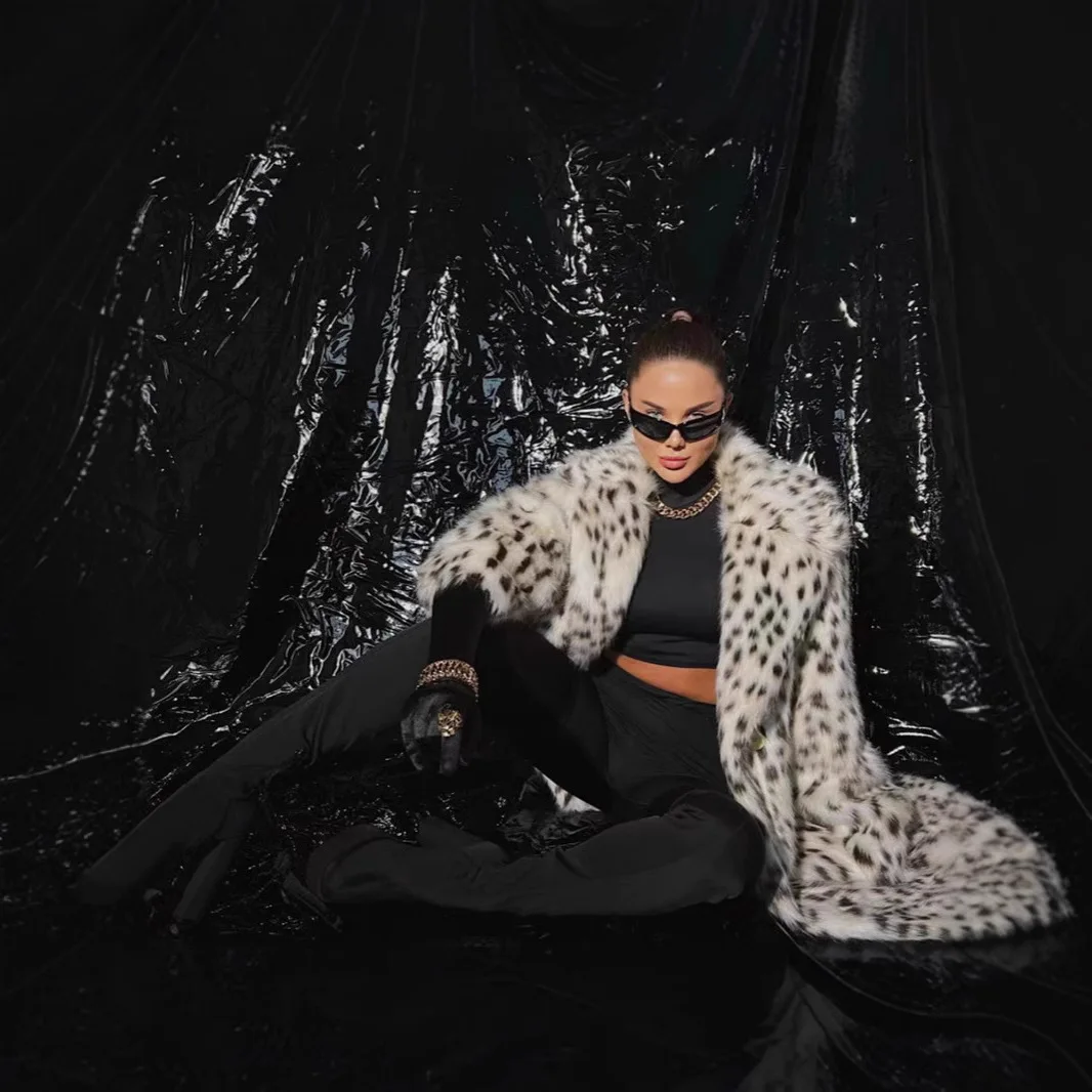 Women Thick Coats Loose Faux Fox Fur Cardigan Jacket Full Sleeve Warm Lapel Long Jackets Lady Furry Coat Autumn Winter