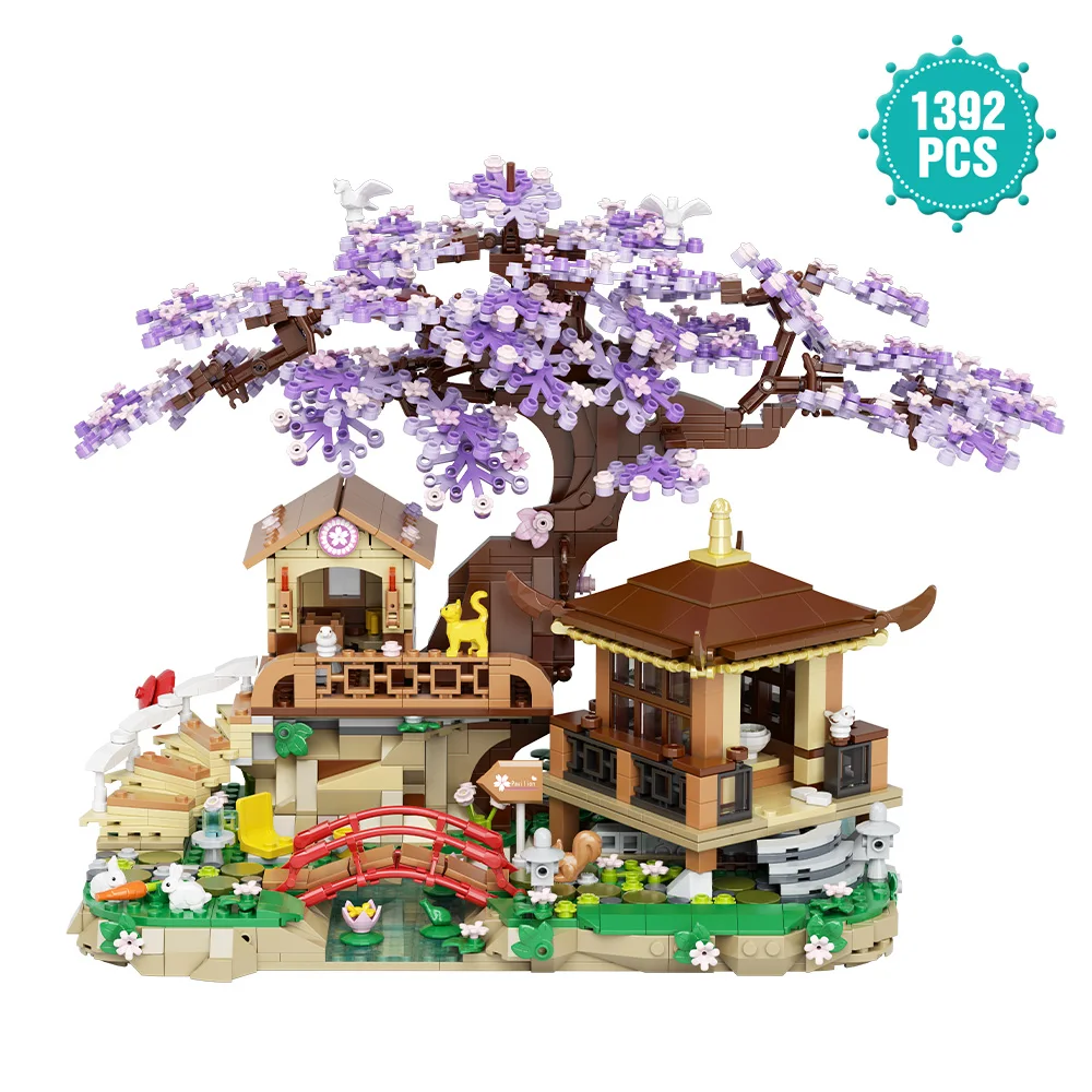Kirschblütenbaum-Bauset, Blumen-Baumhaus-Modellsets für Erwachsene, 1392-teiliges Mikrosteine-Sammlerstück, kreative Geschenke