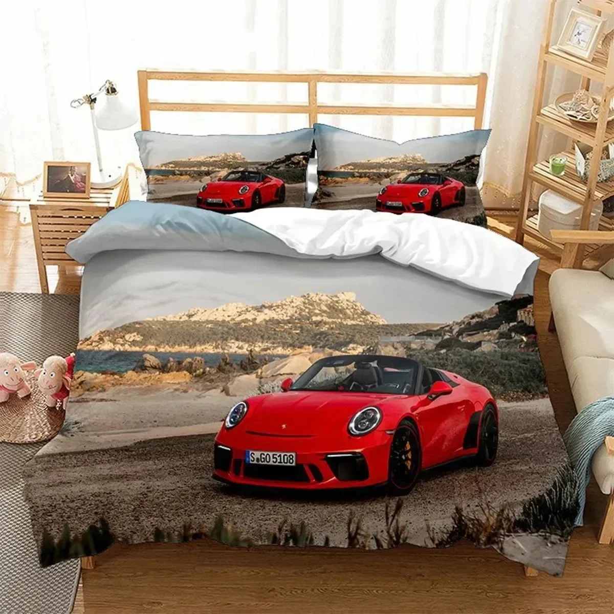 

3D Print Sports Car Children's Favorite Comfortable Duvet Cover Pillowcase Bedding Set Children Bedroom Decoration Home Textile