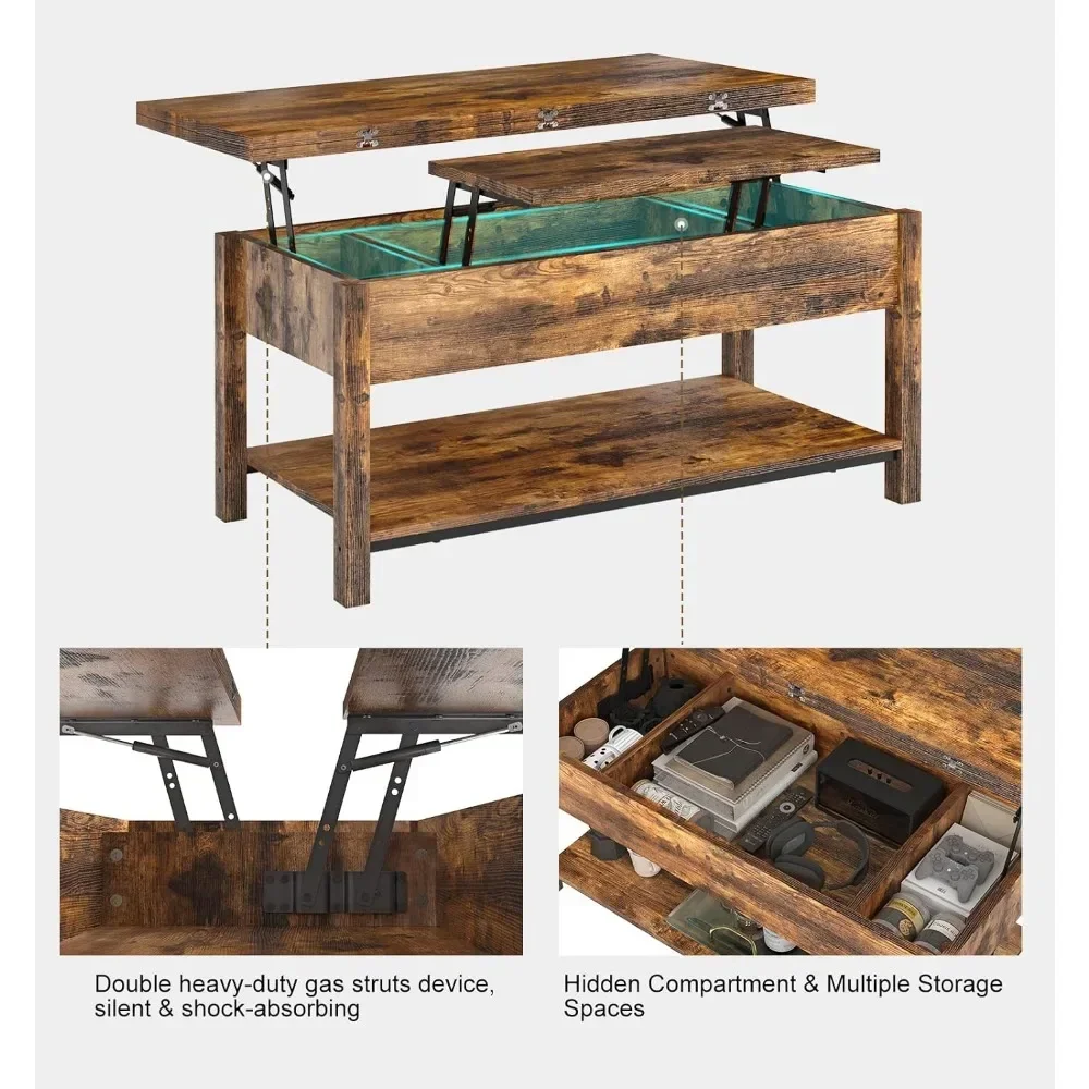 Furniture 4-in-1 Multi-Function Convertible Coffee Table With Storage Rustic Brown Dining Tables Living Room Chairs Furnitures