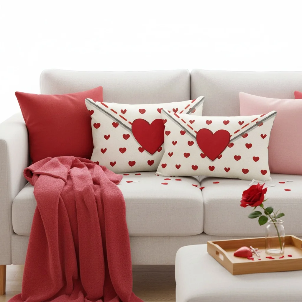 Envelope Couch Cushion Case 12 X 20 Inch Cushion Cover Set of 2 Anniversary Wedding Valentines Day for Sofa Couch Bed Livingroom