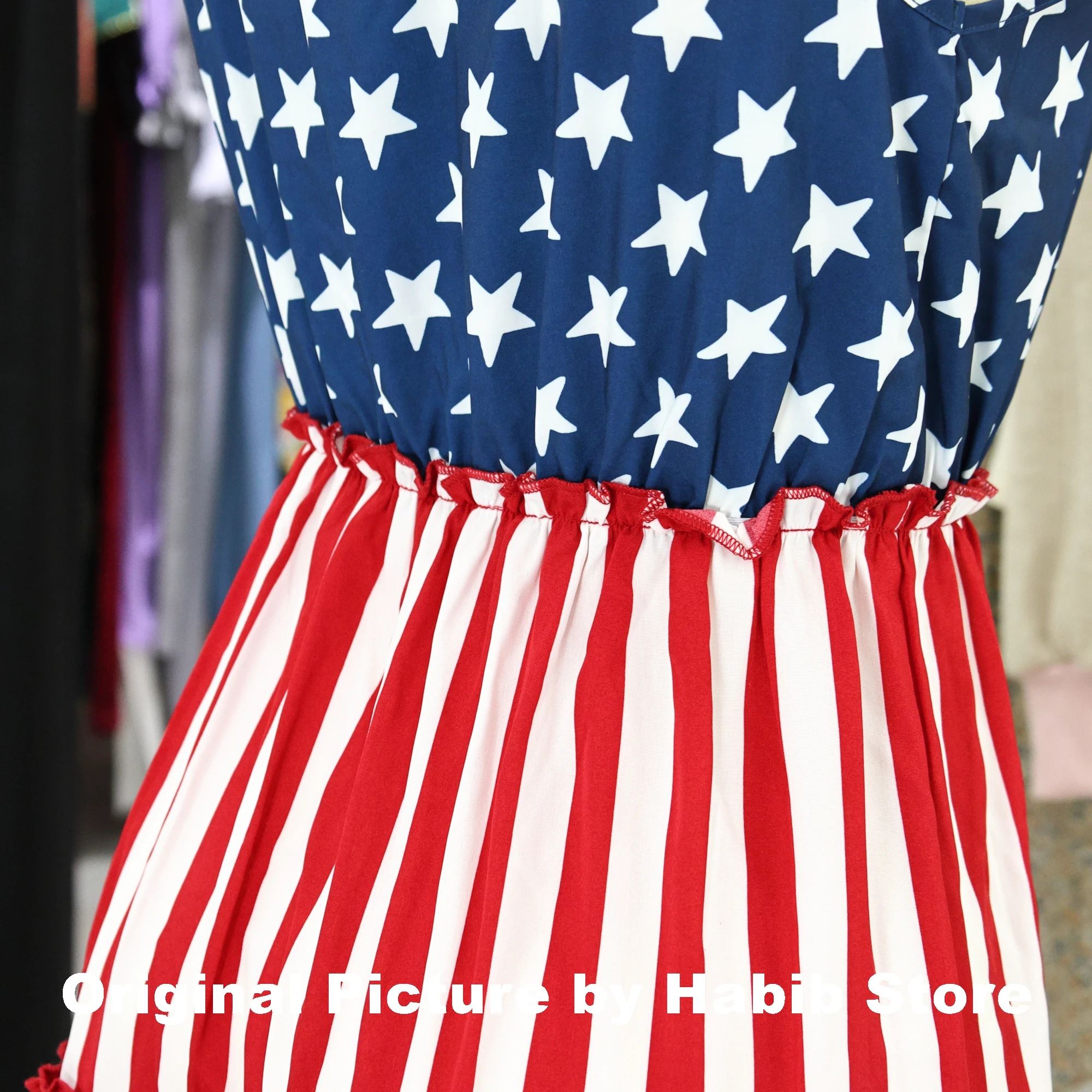 American Flag Star Short Dress High Waist Ruffle Casual Sleeveless Women Mini Summer Girl Beach Female Vest Dress Gyaru Clothes