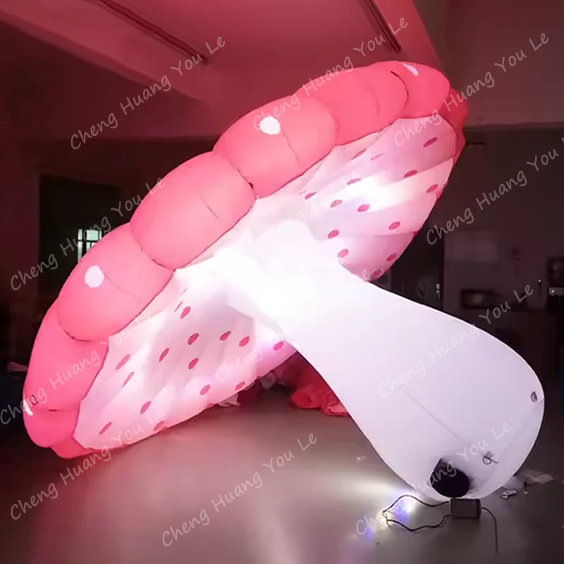 

3m giant inflatable mushroom umbrella colorful light stage mushroom realistic wild plant red agaric