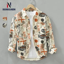 100% Cotton Casual Printed Jacket for Men, Loose Daily Shirt 2024 High-quality Men's Long-sleeved Shirt.M-3XL