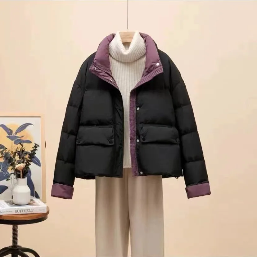 

2025 Winter New Fashion Women's Solid Color Stand Collar Long Sleeve Casual Trendy Simple Basic Quilted Coats Female Parkas Tops