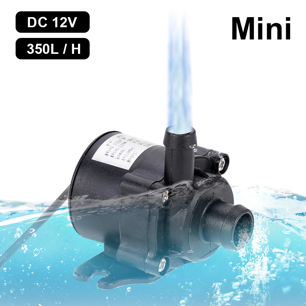 Dc 12V Mini Borstelloze Waterpomp 350l/H Ultra-Stille Onderwatermotor Voor Tuinkoelsysteem Aquarium Fonteinen Kachel