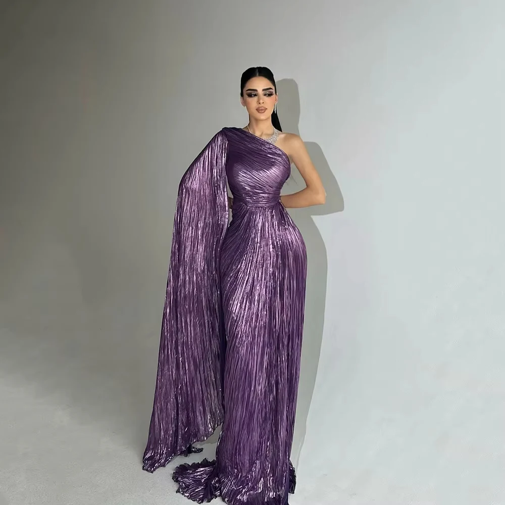 

Purple Shiny Prom Gown 2025 One Shoulder A Line Long Formal Occasion Dresses Women Sequined Tight Prom Party Gowns Customized