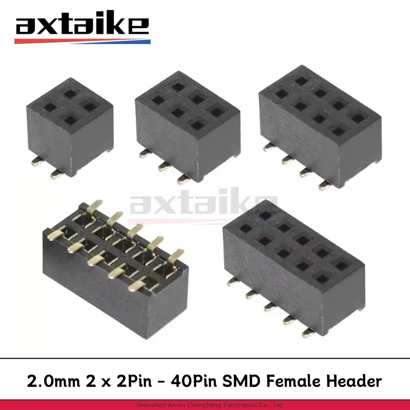10PCS 2.0mm SMD Female Header PCB Connector 2× 2P 3P 4P 5P 6P 7P 8P 10P 12P 14P 15P 20P 30P 40P 80Pin 2*40P Double Row 2MM JST
