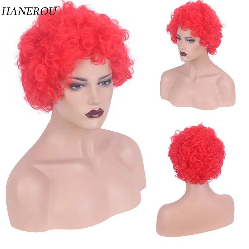 

Synthetic Short Red Hair Afro Kinky Curly Wig with Bangs Natural Fluffy Wig for Black Men Cosplay High Temperature