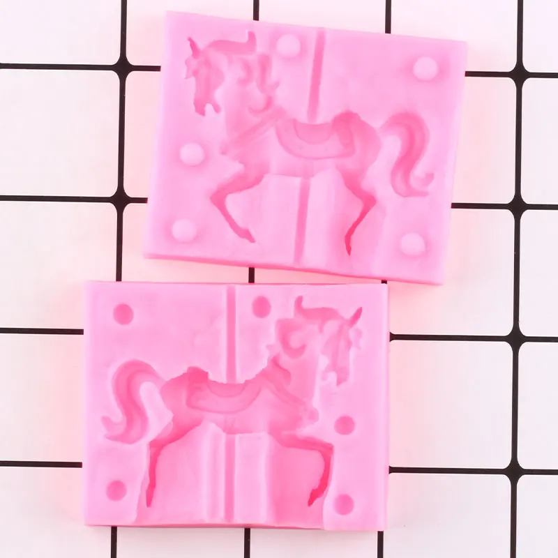 Carousel Horse Silicone Candle Mold Clay Soap Molds Cupcake Topper Fondant Cake Decorating Tools DIY Candy Chocolate Molds