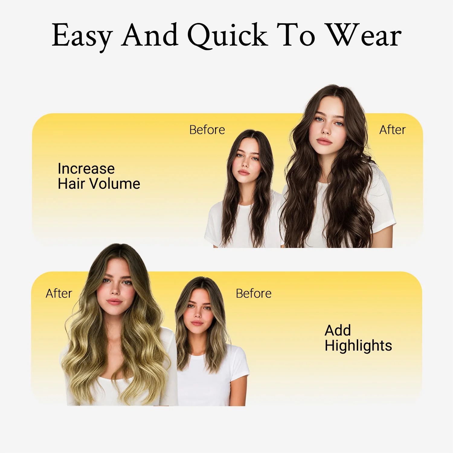 Sunmofavo Wire in Hair Extensions Human Hair Straight Fish Line Natural Fusion with 4 Clips Weft Hair Extensions For Women Daily