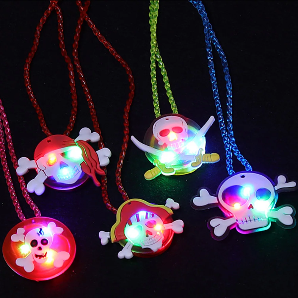 

12 Pcs Glowing LED Necklace Halloween Chain Pendant Shining Kids Necklaces Charming Child