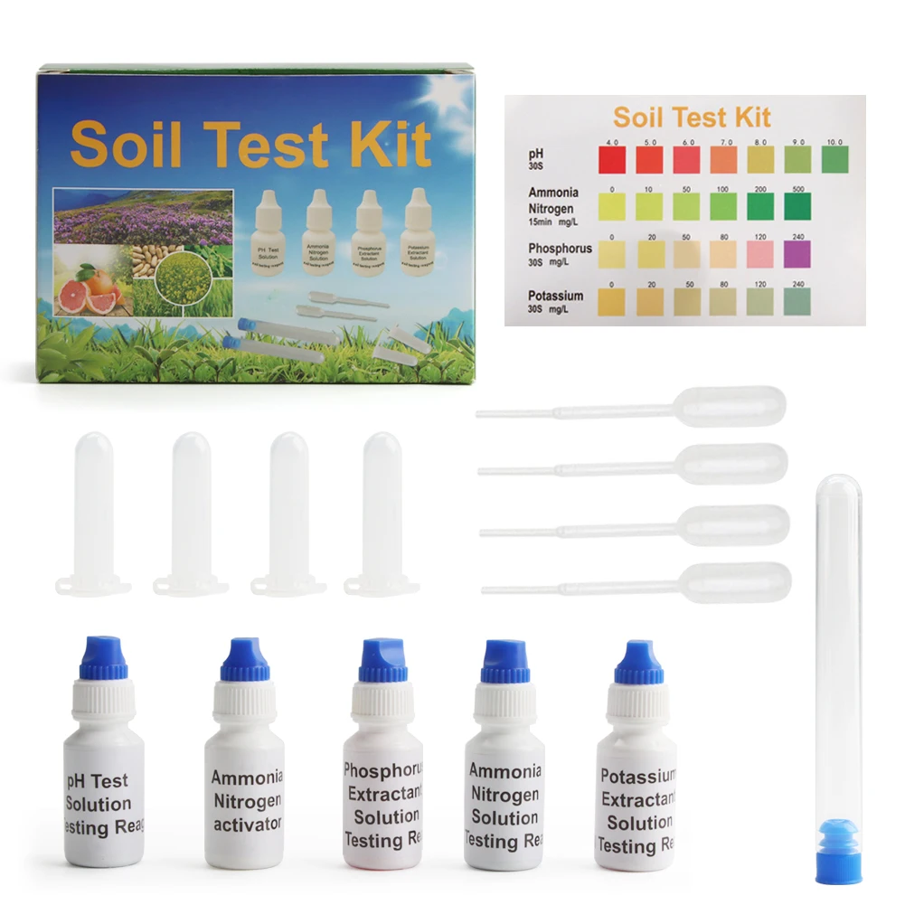 Yieryi New Soil Testing Kit Soil PH Meter Soil Quality Testing Tool with N1 Nitrate P1 Potassium K1 K2 Accessories