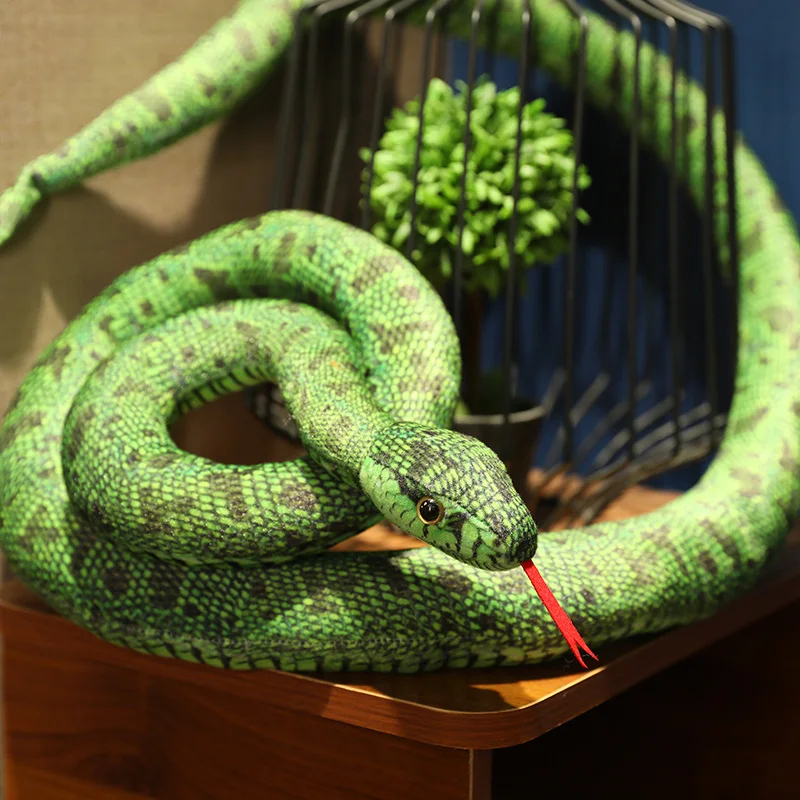 Künstliches Python-Plüschtier, lange Schlange, gelb, orange, grün, Python-Plüschtier, dekorieren Sie das Haus, Urlaubsdekorationen – Detail 14