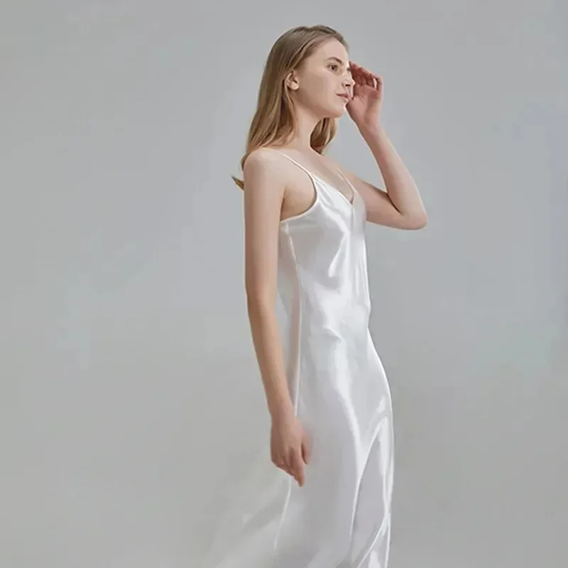 22 Momme 100% Pure Mulberry Silk Pajamas For Women Elegant Simple Dress 6A Grade Silk Dresses