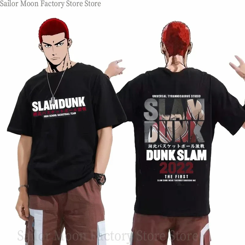 

2025 Anime Slam Dunk Print T-Shirt Men's Oversized Japanese Manganese Cotton Short Sleeve Fast Shipping Pure Cotton Korean Tees