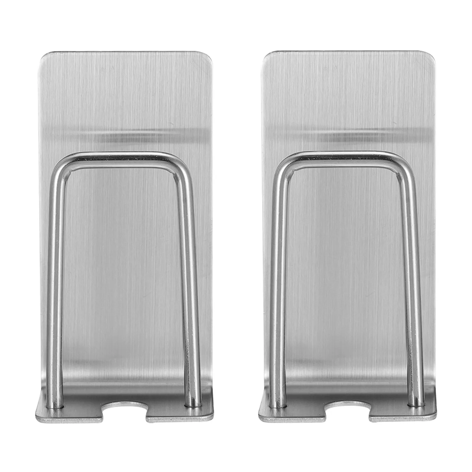 

2pcs Stainless Steel Toothbrush Cup Holder Wall Mounted Bathroom Organizer No Drill Needed Adhesive Surface Mount Rack For