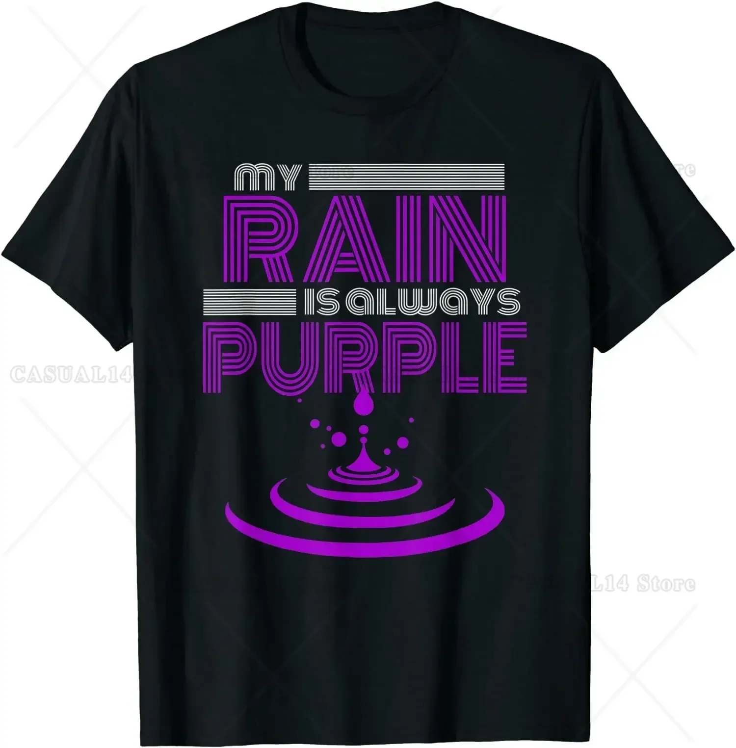 

My Rain Is Always Purple O-Neck Cotton T Shirt Men Casual Short Sleeve Tees Tops Streetwear Men Clothing