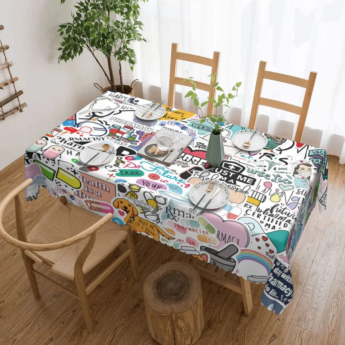 Customized Rectangular Cartoon Nursing Nurse Tablecloth Fit 40