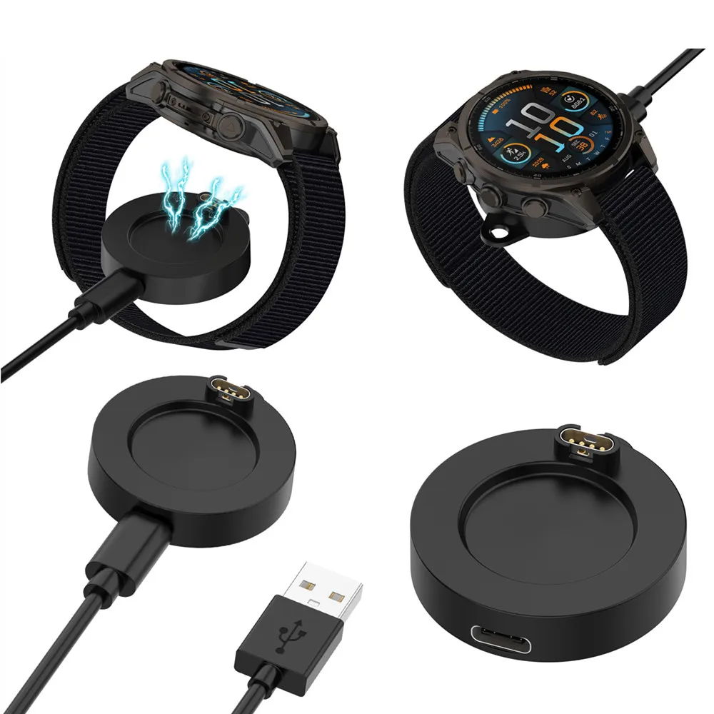 Base de carga rápida inalámbrica conectada para Garmin Venu X1/Quatix 8 / Fenix 8 7 6 5 / Tactix 8 / Forerunner 570 970 / vivoactive