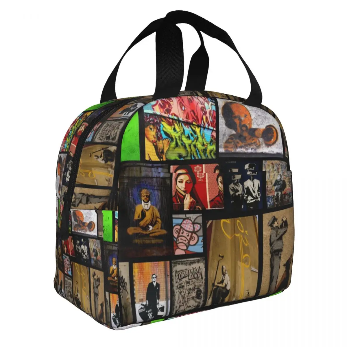 

Banksy Street Graffiti Art Insulated Lunch Bag Cooler Bag Meal Container Spray Paint Social Commentary Leakproof Lunch Box Tote