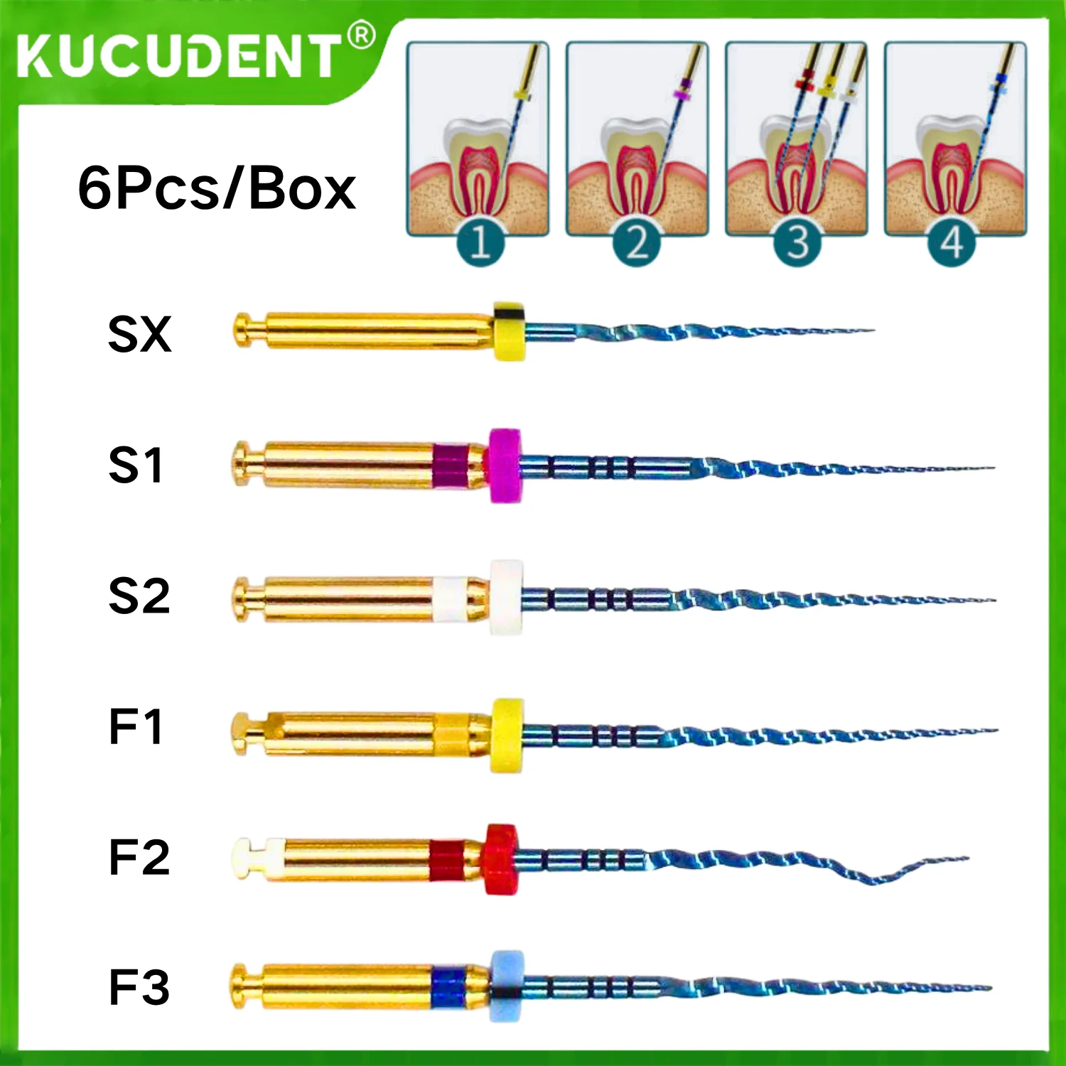 

6 шт. стоматологические NITI синие вращающиеся эндодонтические файлы с тепловой активацией 25 мм Sx-F3 двигатель для корневых каналов, инструмент для защиты от усталости, стоматолога