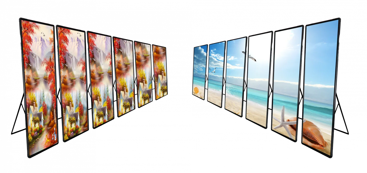 P1.25 P1.56 P1.86 P2 P2.5 P4 Indoor Outdoor Digital LED Poster Display Screen 1920X640 Foldable LED screen LED banner LED totem