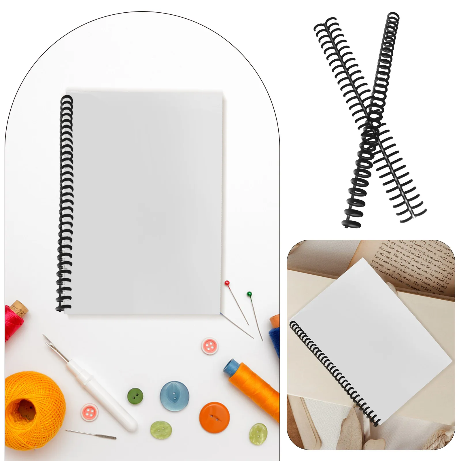 10 個黒プラスチックルーズリーフバインダーリング 30 穴 A4 サイズノートブックスパイラルバインディングコイルワイヤー交換