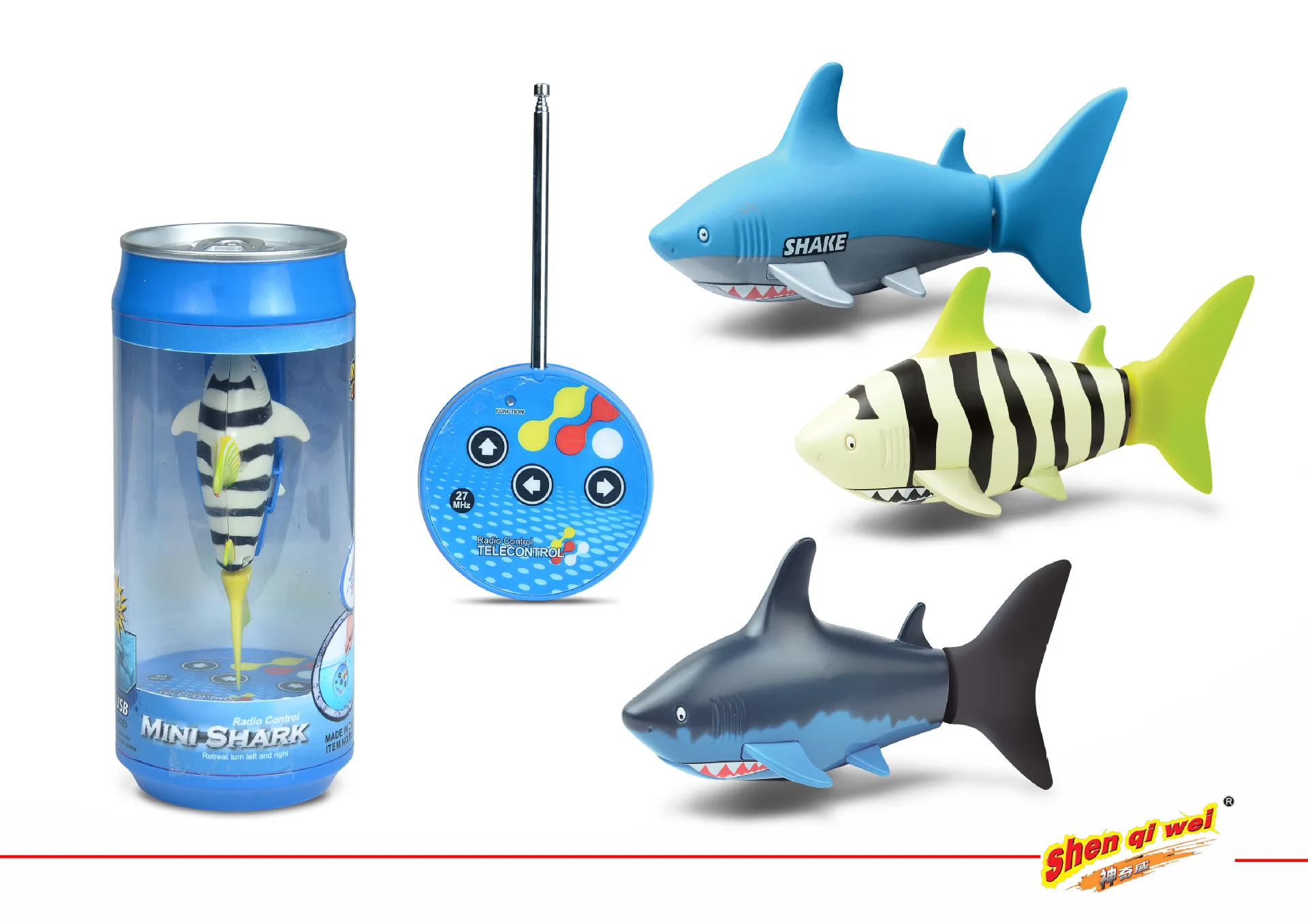 Mini Remote Control Little Shark New Unique Coca Cola Can Underwater Remote Control Shark Children's Toy