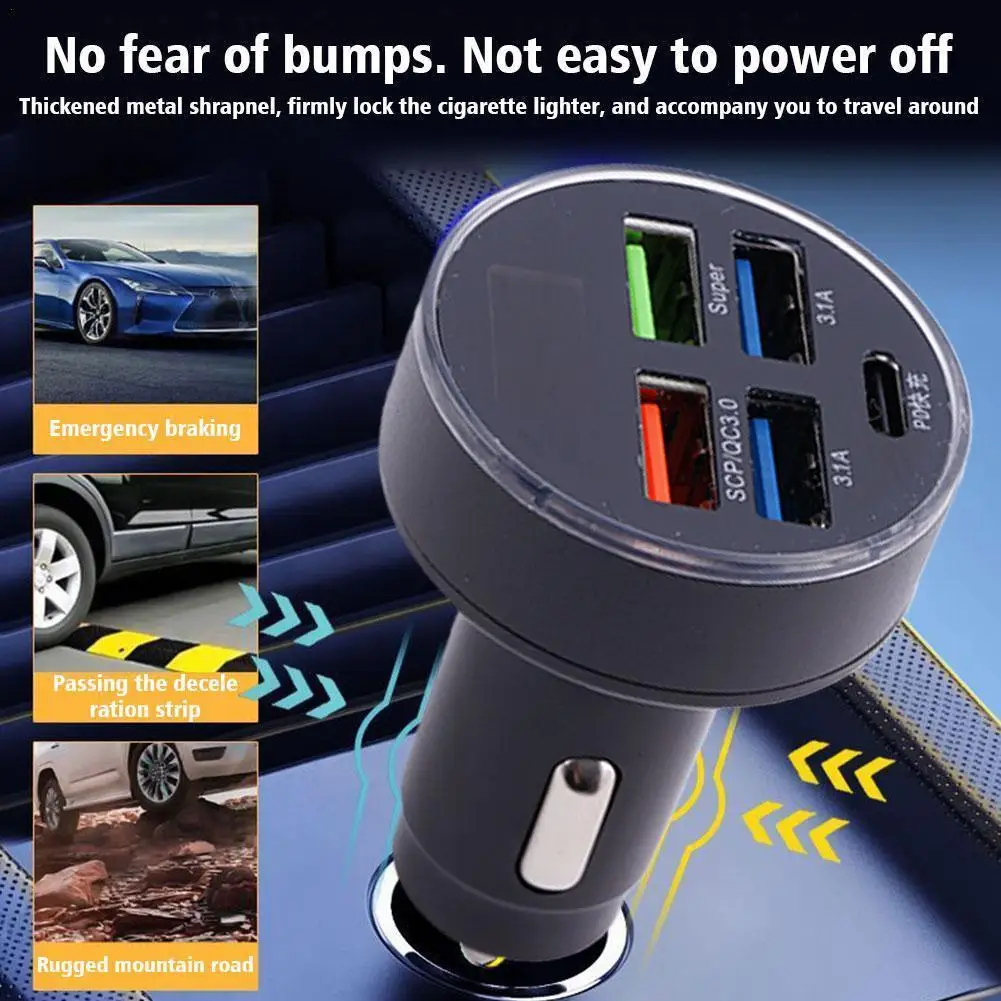 Bluetooth 5.2 FM Transmitter For Car FM/AUX Bluetooth Car Adapter Car Charger Bass Boost 3 Ports Charger Bluetooth Adapter