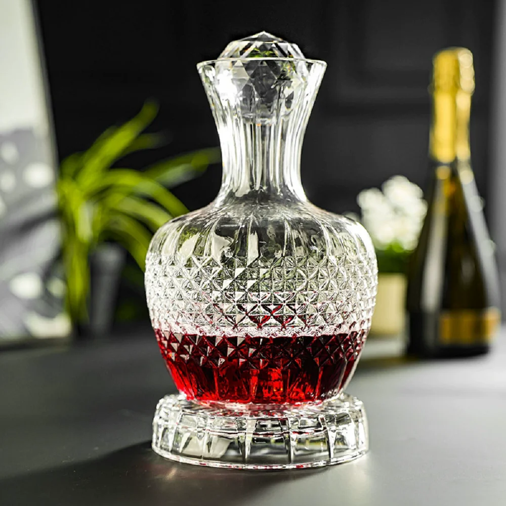 High Grade Crystal Glass 360 Rotating Decanter Tumbler 1500ml Decanter Wine Dispenser Aerator Mirror Jug Gift Bar Decoration