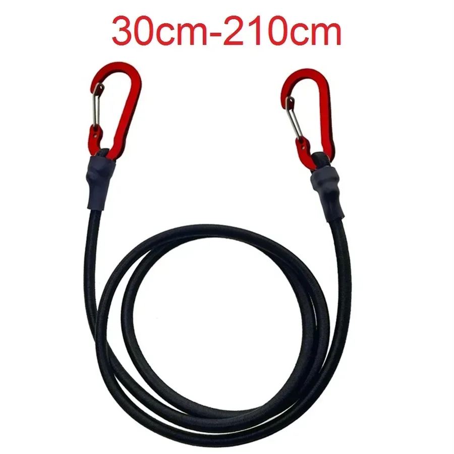 

30-210cm 8mm Packing Ropes Outdoor Elastic Bungee Cords with Red Hooks Stretch Lightweight for Bikes Car Luggage Roof Rack Strap