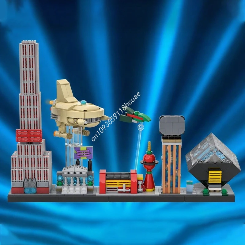 

759 шт. MOC футурамс skyline Архитектура Строительные блоки Рождественский подарок Интерактивная деятельность для родителей и детей для всех возрастов