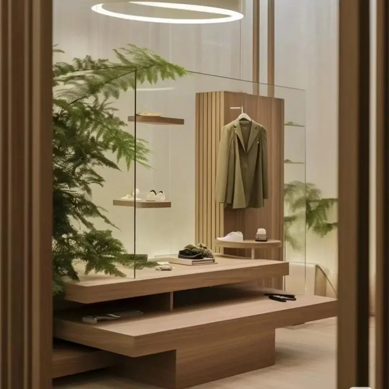 custom.Modern Style Clothing Exhibition Display Stand Boutique Home Bar or Hotel Made of Wood Panel Mall Use