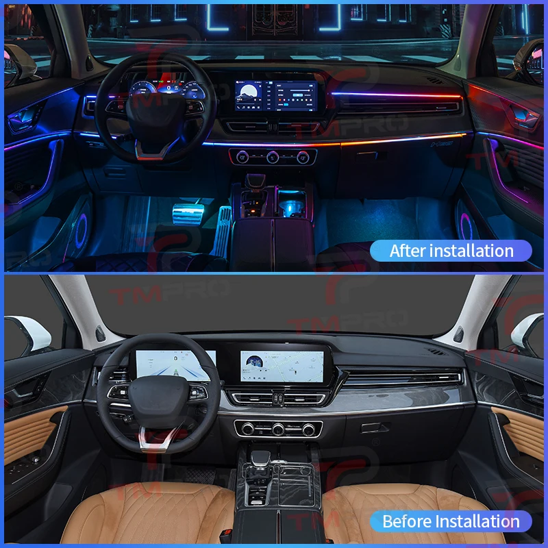 TMPRO 64-Color LED Safety Assistance System Ambient Light Suitable for Hongqi HS5 2023-2024 Model Interior Decoration