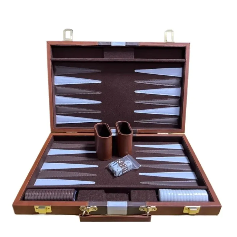

for Wholesale High Quality Travel Size Leather Backgammon Board Game Set Made in China