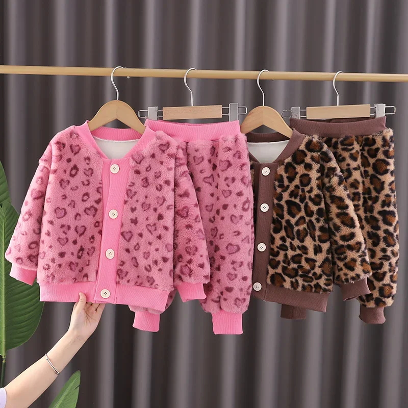 

Baby Girls Boys Clothes Sets Kids Leopard coat+Pant 2pcs Suits Fashion Tracksuit 2023 Spring Fall Children's Costume Casual