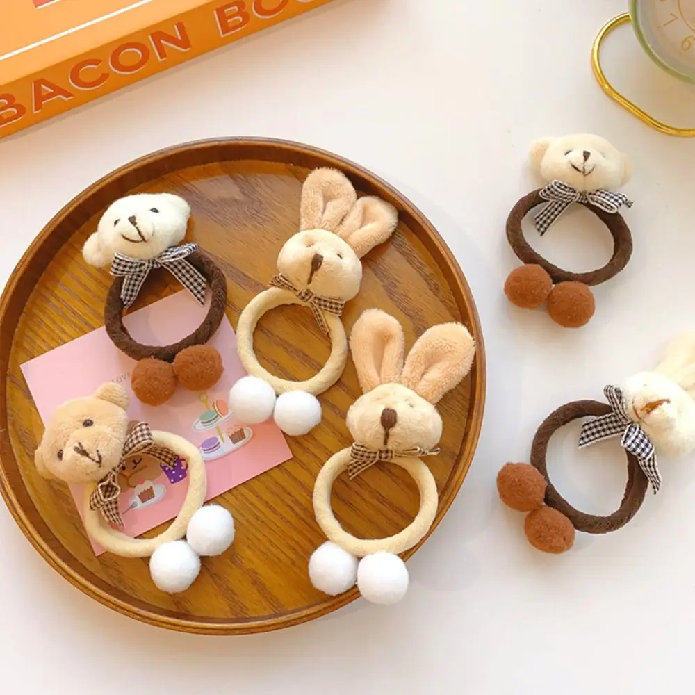 

Fashion High Elastic Bear Hair Rope Headdress Ponytail Holder Rabbit Plush Hair Tie Rubber Band Korean Style Cute Hair Tie Daily