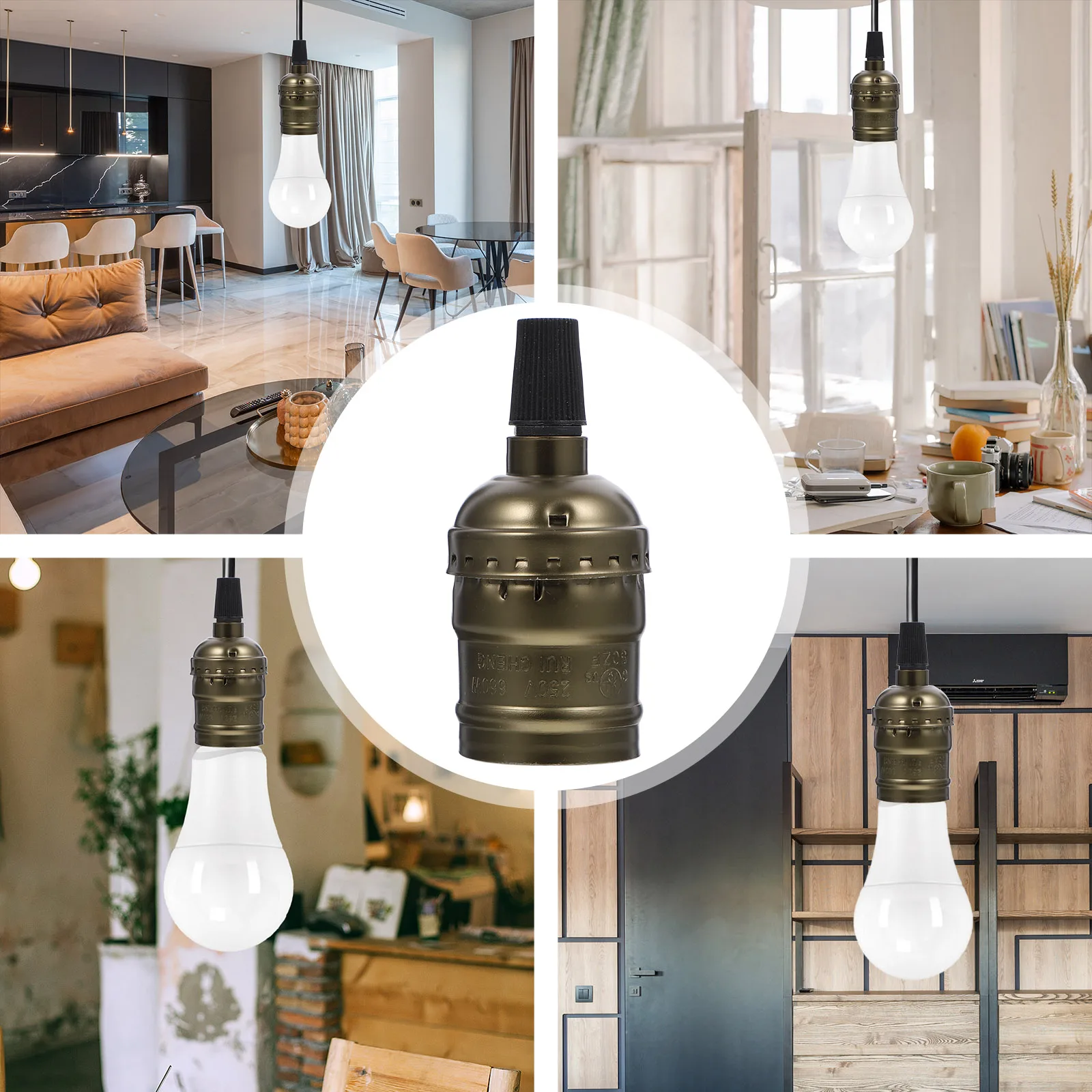

2 Pcs E27 Chandelier Lamp Holder Bulb Socket Light Lightbulb Pendant Base Bulbs Sockets