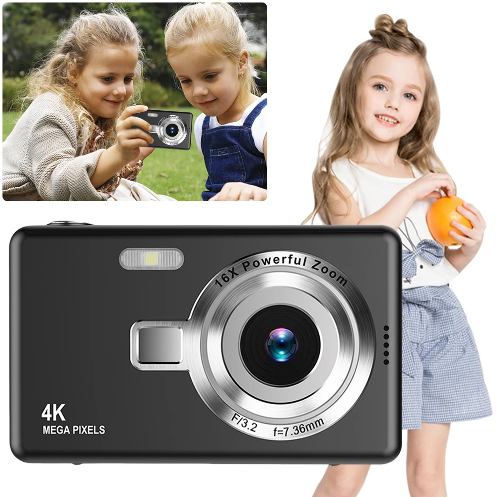 4K HD 1080P Digital Camera 96MP Portable Vlogging Camera 16X Zoom Camcorder Camera 2.4 Inch IPS Screen for Kids Adults Beginners