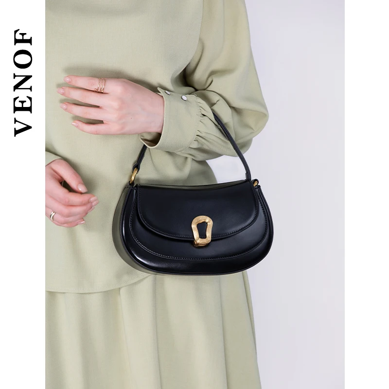 Women\'s Bag VENOF 2024 for Women Versatile Cowhide Leather Handbag Autumn Winter Ladies Crossbody Chill Designer Shoulder Bag