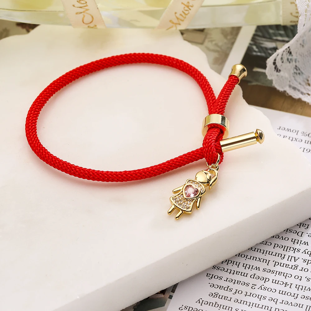 Unique Design Little Girl Pendant Bracelets For Women Girls, Stylish Bangles With AAA Cubic Zirconia,Delicate lucky Jewelry