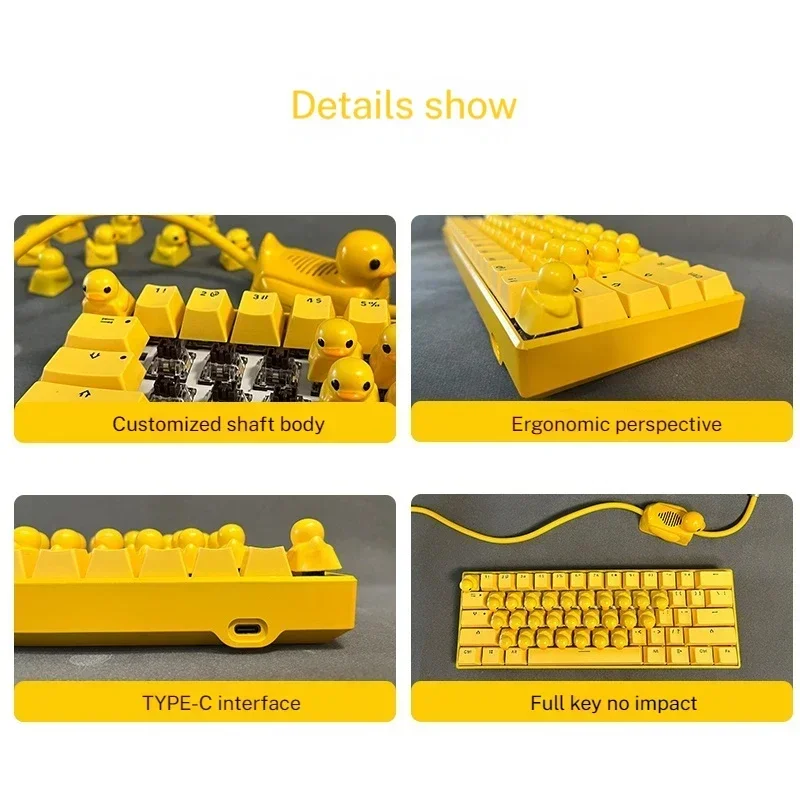 Imagem -02 - Pato com Fio Teclado Mecânico Personalizado Teclado Criativo Usb Periféricos de Computador dos Desenhos Animados Pato Voz Presente Aniversário Pato Amarelo