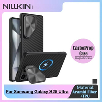 NILLKIN Magnetic Case for Samsung Galaxy S25 Ultra, Aramid Fiber + TPU, Precision Fit, Camera Protection, Convenient Phone Stand