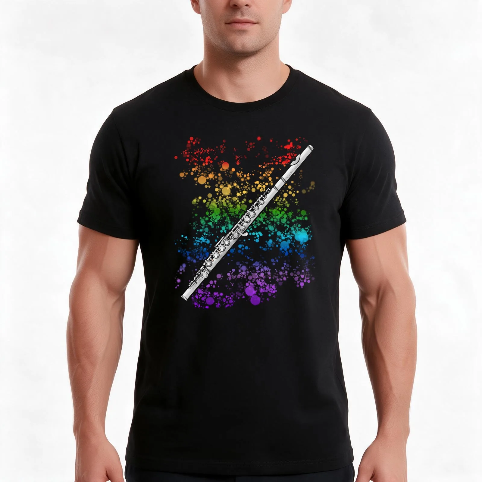 Flute Rainbow Colours Flutist Woodwind Musician T-Shirt Summer Casual Cotton Tee Oversized Streetwear Tops Unisex Men Women