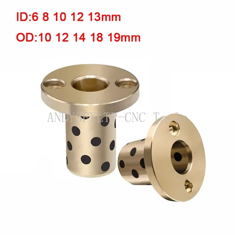 

1Pcs ID 6 8 10 12 13mm Round Flange Guide Bush Copper Sleeve Self-lubricating Bearing Without Oil Integrated Bushing